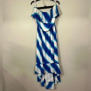 Lilly Pulitzer Blue and White Striped Strapless Dress